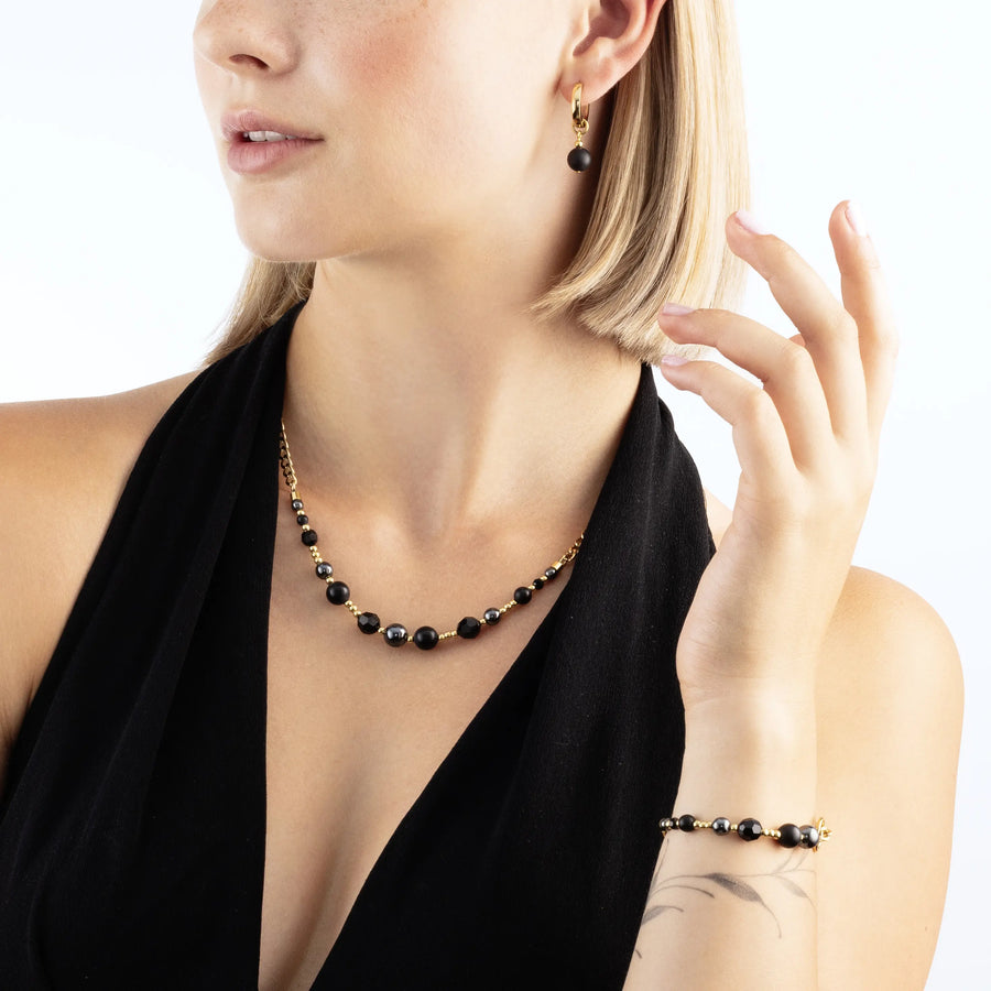 Halskette Pure Spheres gold-schwarz