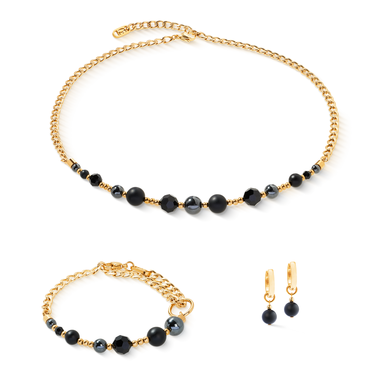 Creole Pure Spheres gold-schwarz von COEUR DE LION – im Set mit passenden Schmuckstücken