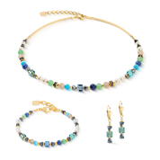 Halskette Precious Shape Mix grün-türkis von COEUR DE LION – im Set mit passenden Schmuckstücken