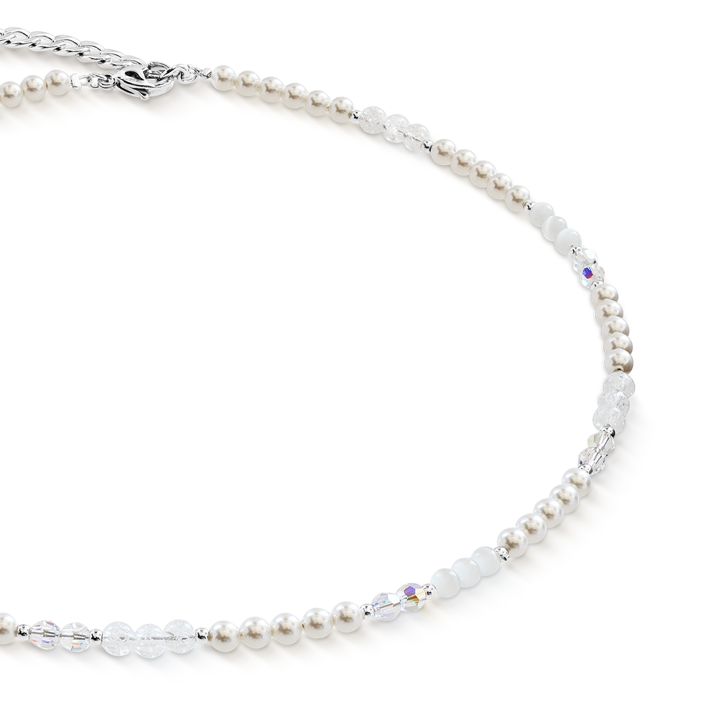 Halskette Princess Rhythm silber-weiß von COEUR DE LION – Detailaufnahme