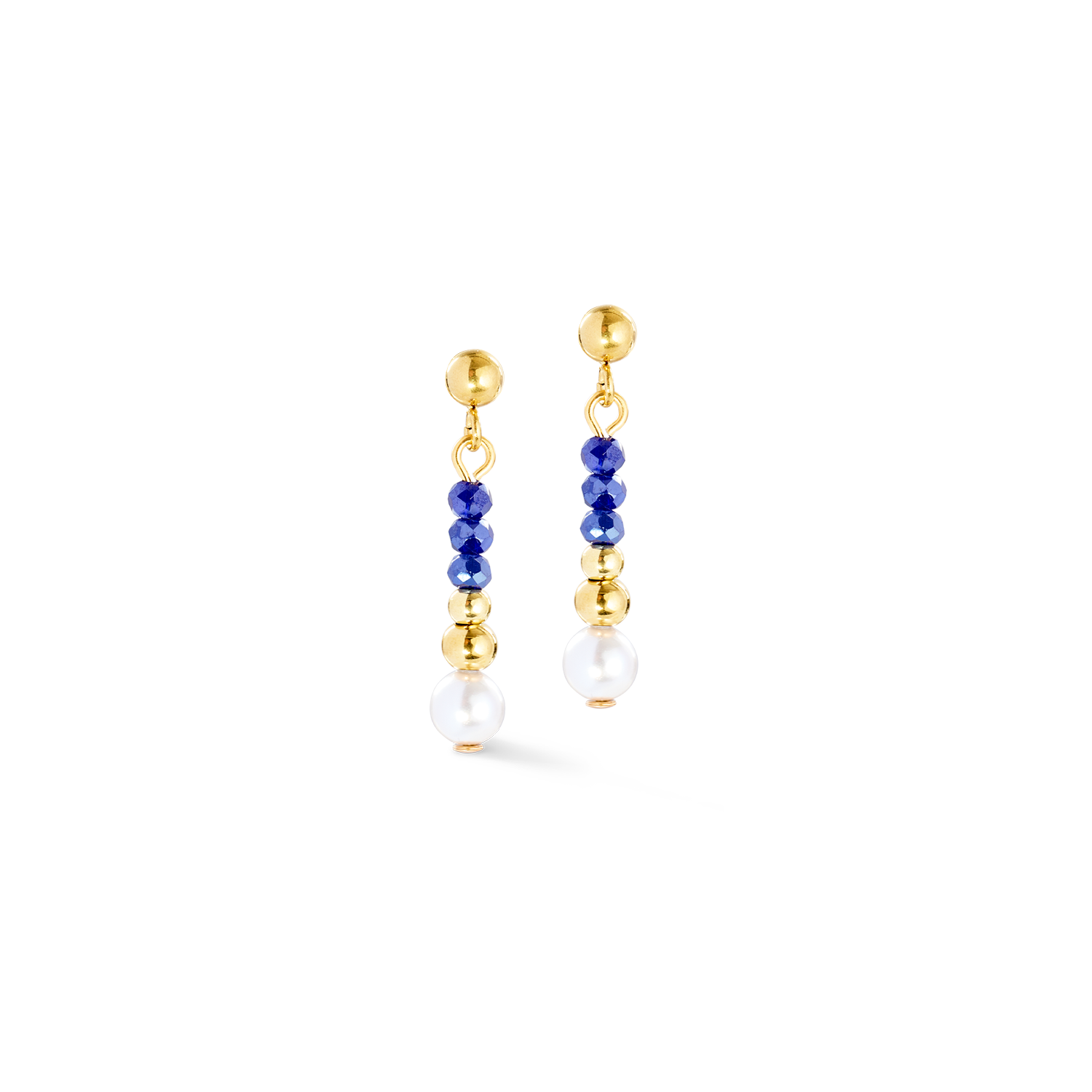 Ohrringe Pearl Line gold-blau von COEUR DE LION
