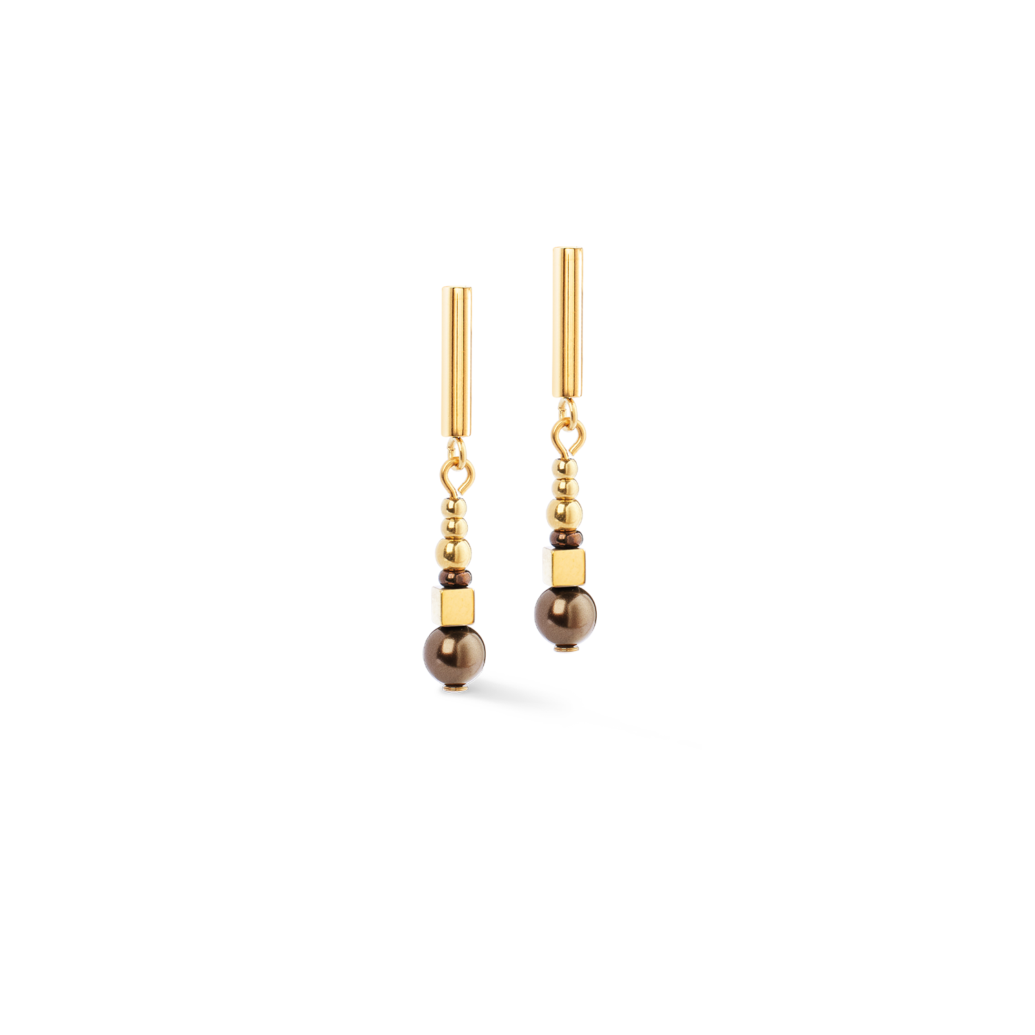 Ohrringe Shimmering Princess Pearls gold-braun von COEUR DE LION