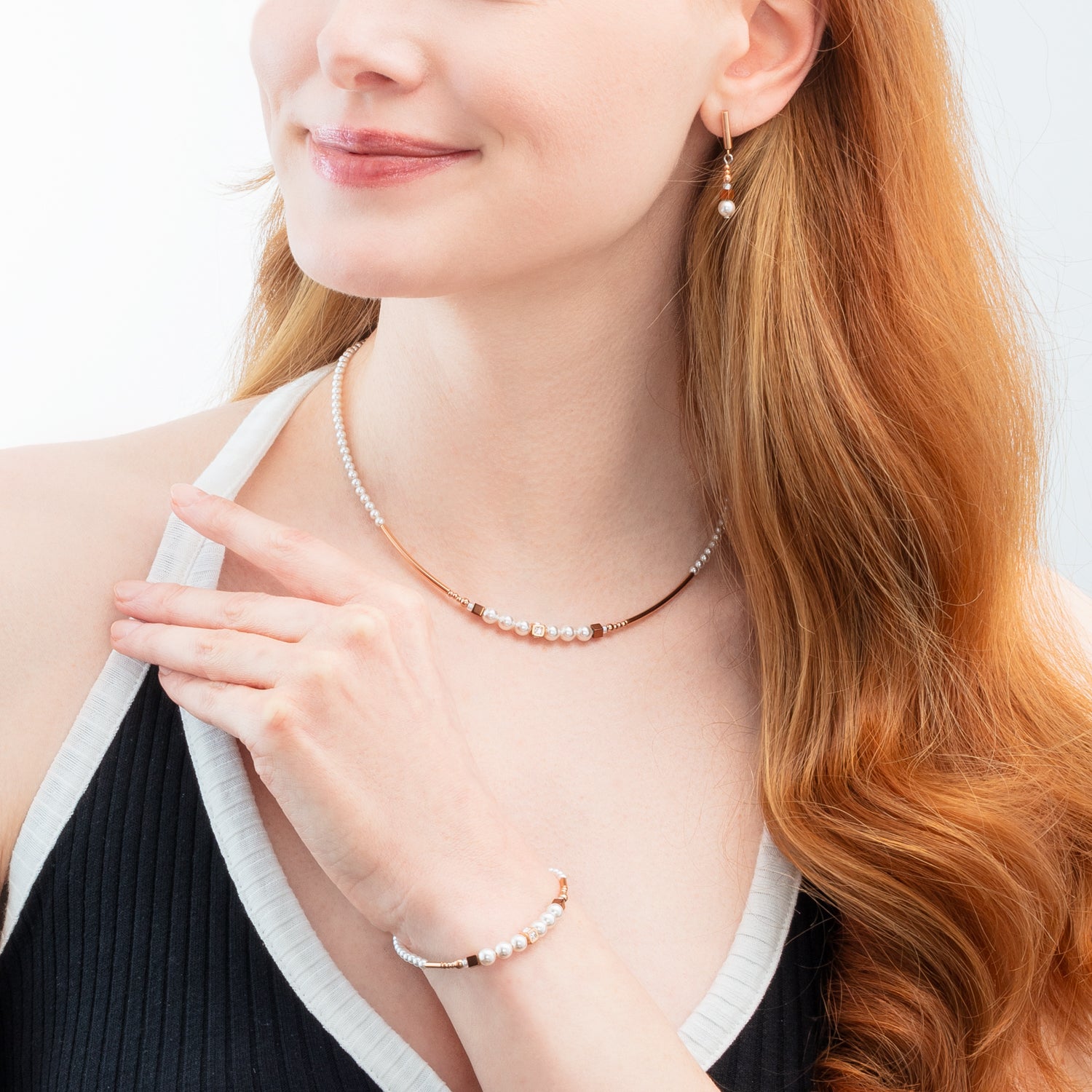 Ohrringe Shimmering Princess Pearls roségold-weiß