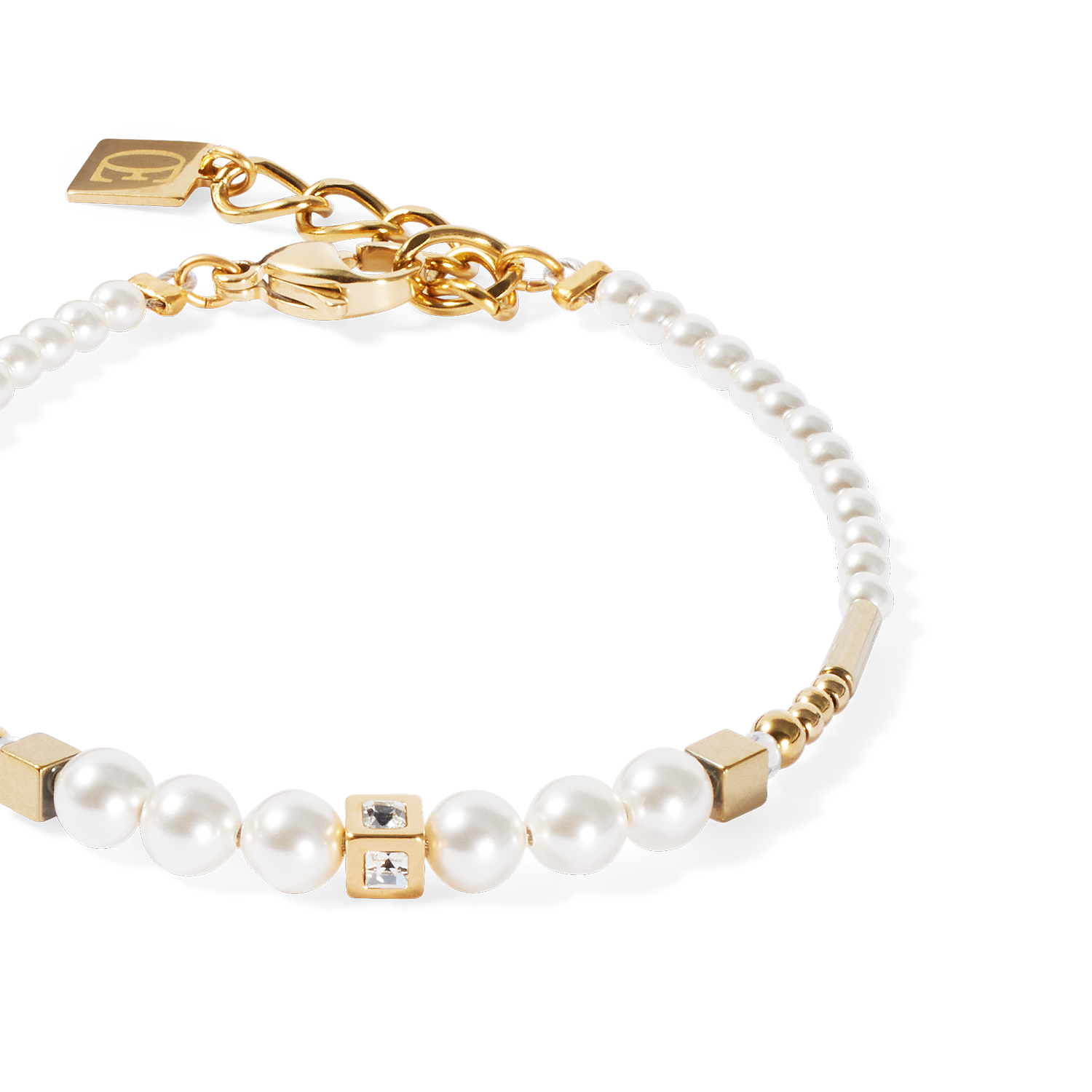 Armband Shimmering Princess Pearls gold-weiß von COEUR DE LION – Detailaufnahme