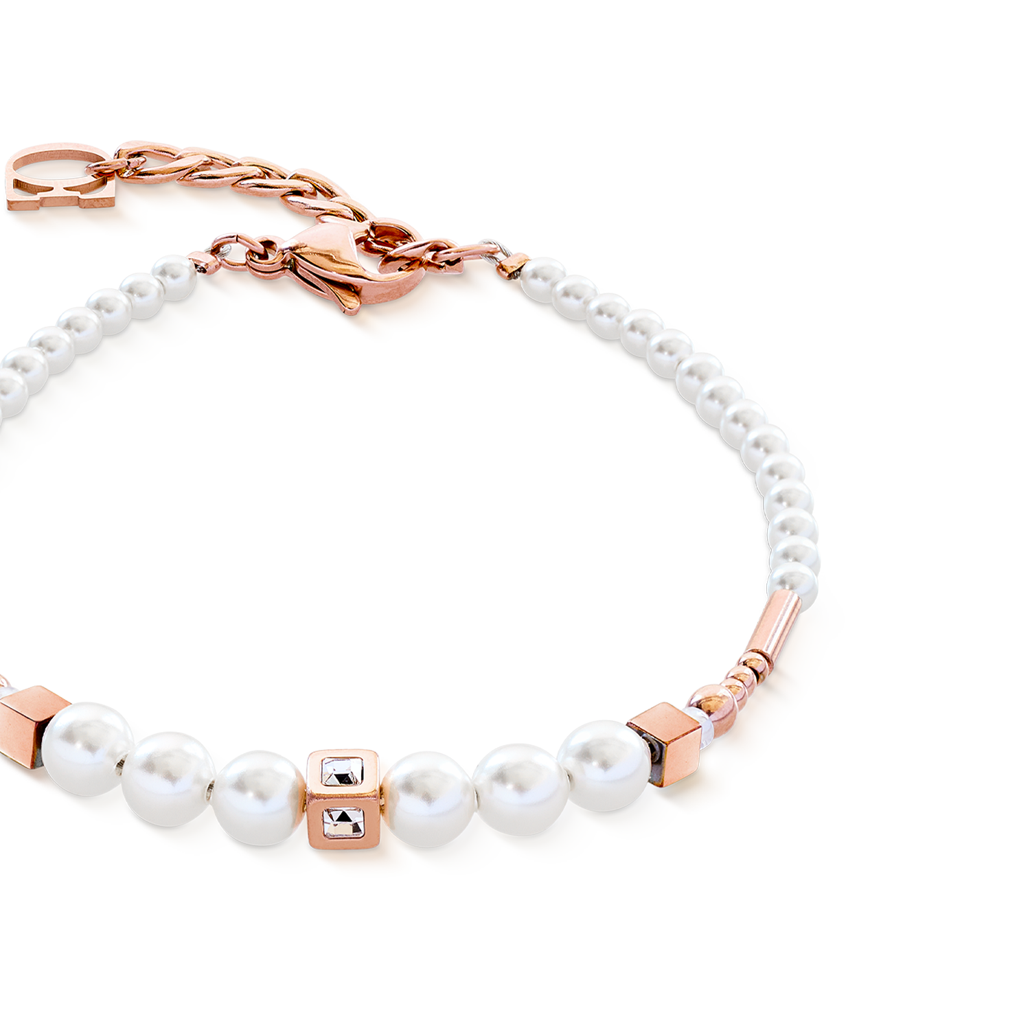Armband Shimmering Princess Pearls roségold-weiß von COEUR DE LION – Detailaufnahme