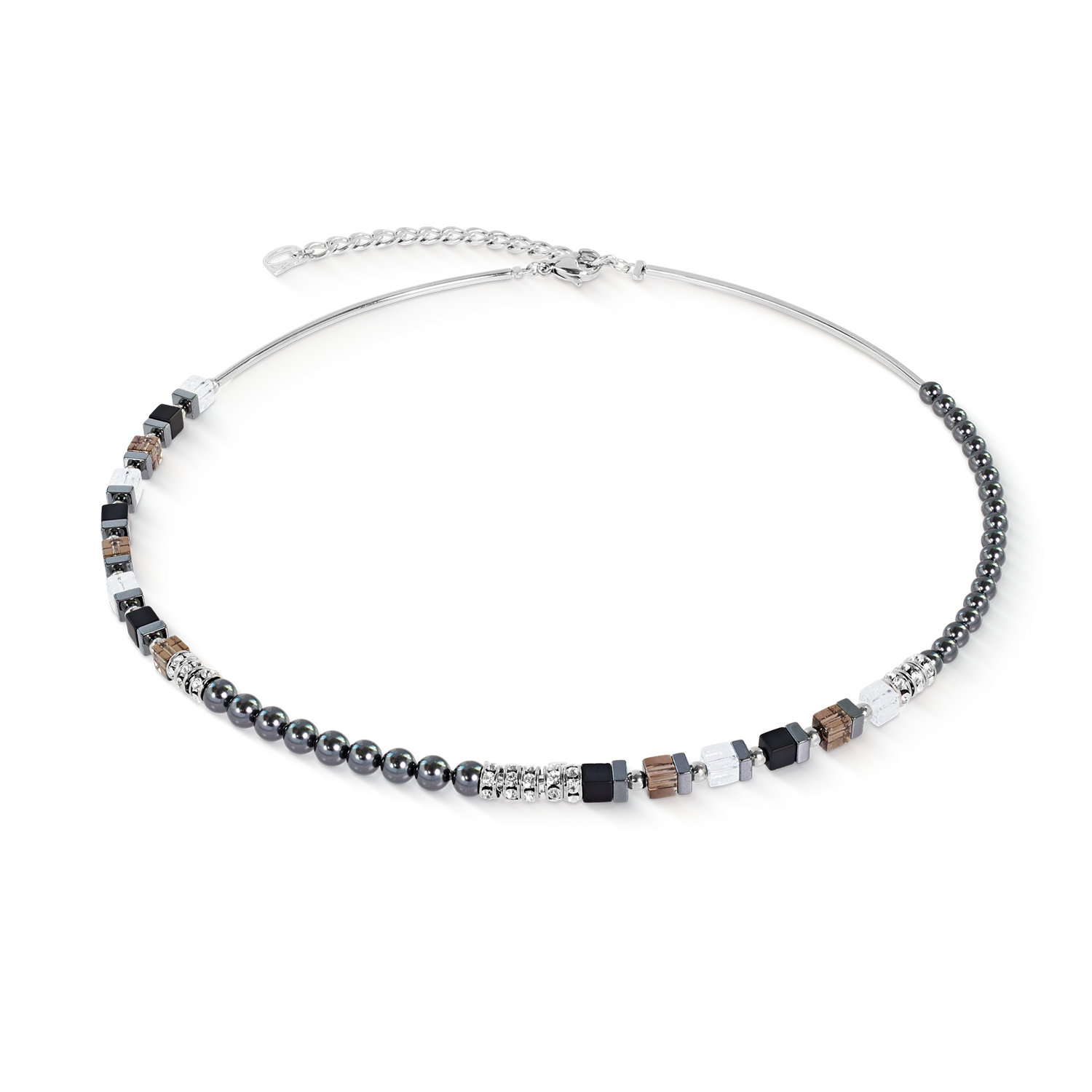 Halskette Precious Fusion Offset grau-silber
