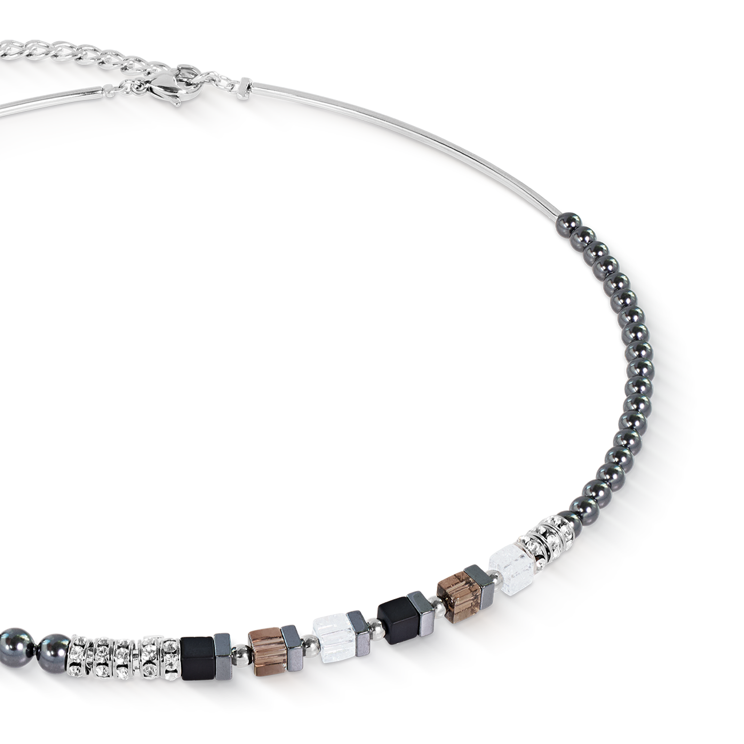 Halskette Precious Fusion Offset grau-silber