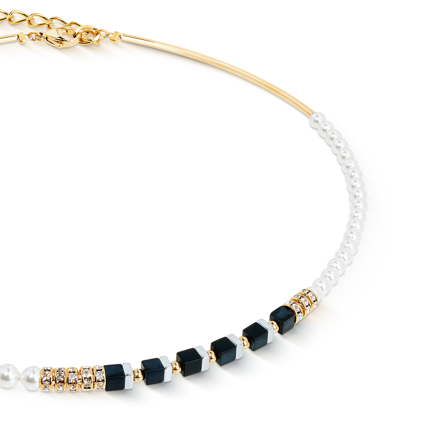 Precious Fusion Offset Halskette black-pearl
