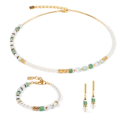 Precious Fusion Offset Ohrringe gold-grün von COEUR DE LION – im Set mit passenden Schmuckstücken