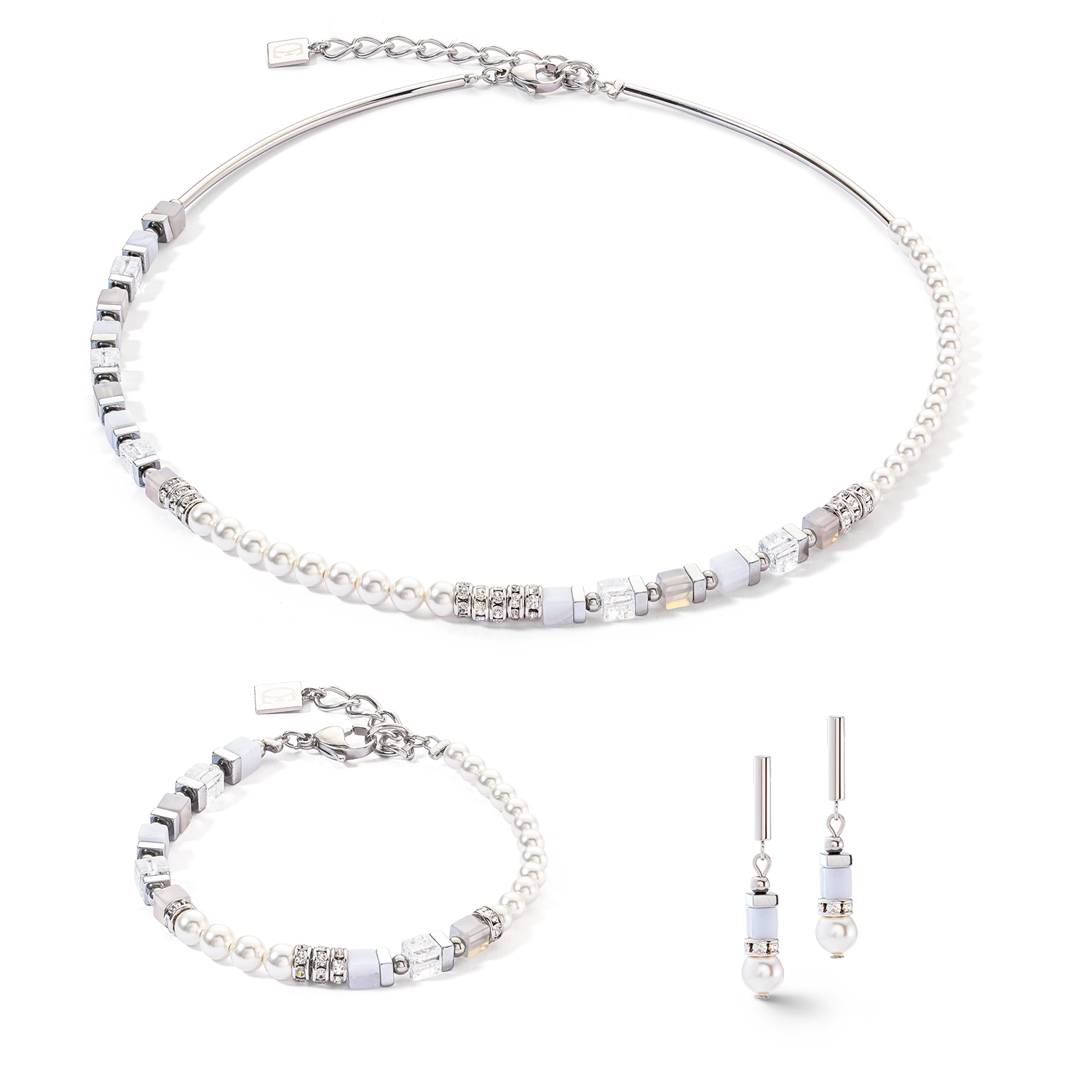 Precious Fusion Offset Ohrringe silber-eisblau