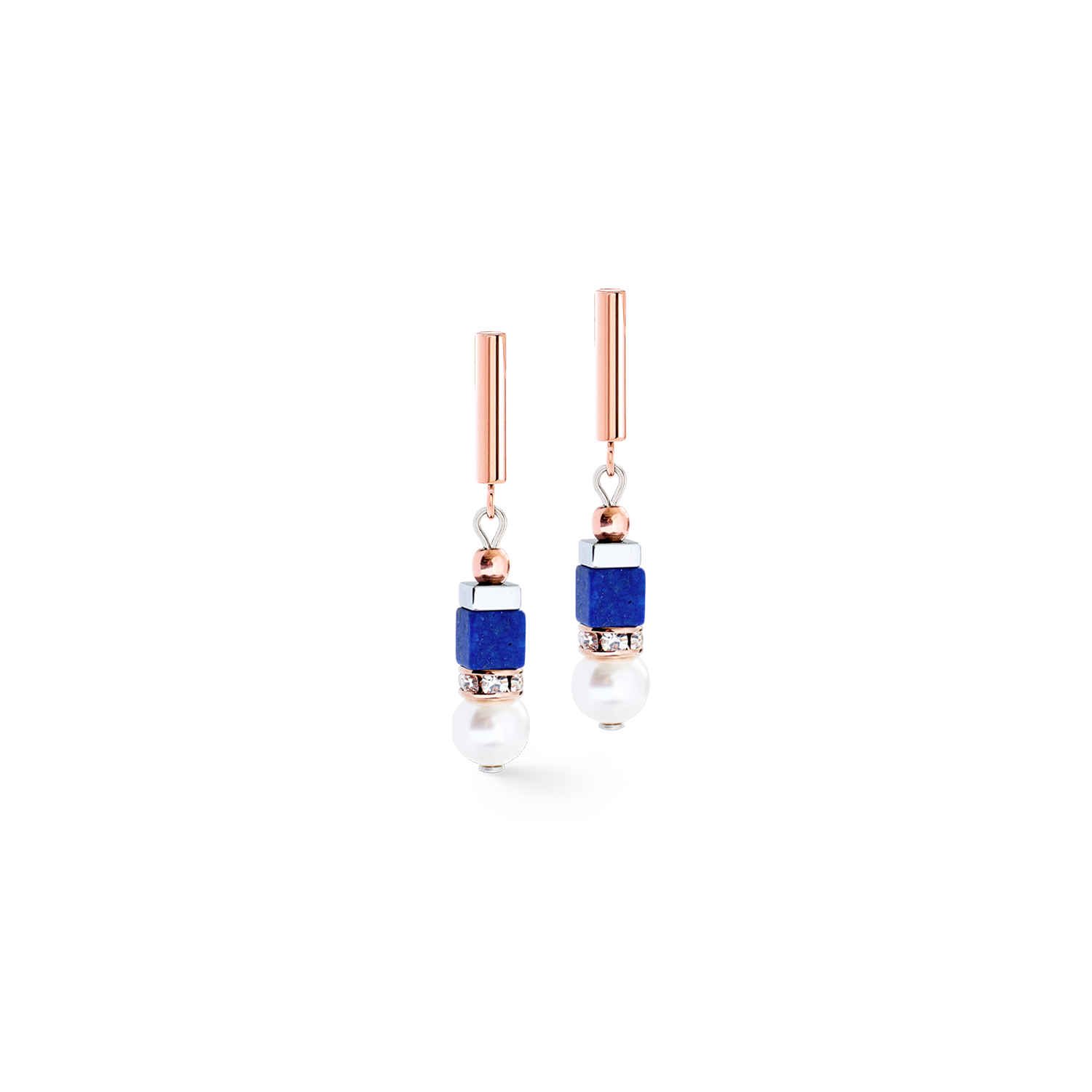 Precious Fusion Offset Ohrringe roségold-blau von COEUR DE LION