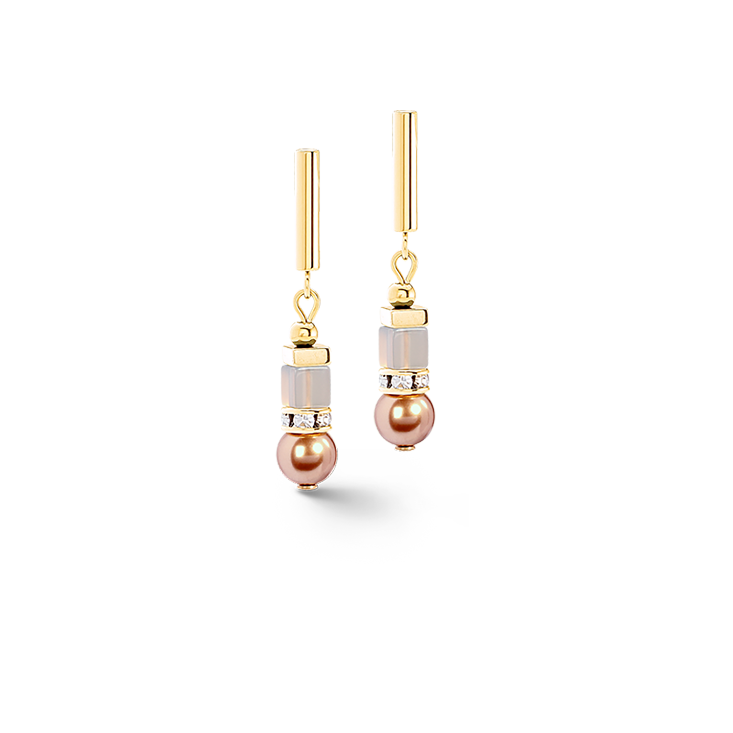 Precious Fusion Offset Ohrringe champagne-blush von COEUR DE LION – Detailaufnahme