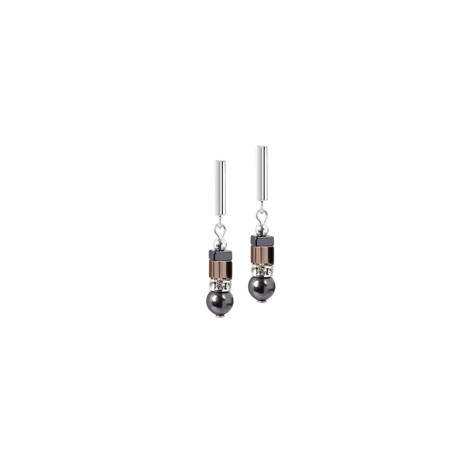 Ohrringe Precious Fusion Offset grau-silber