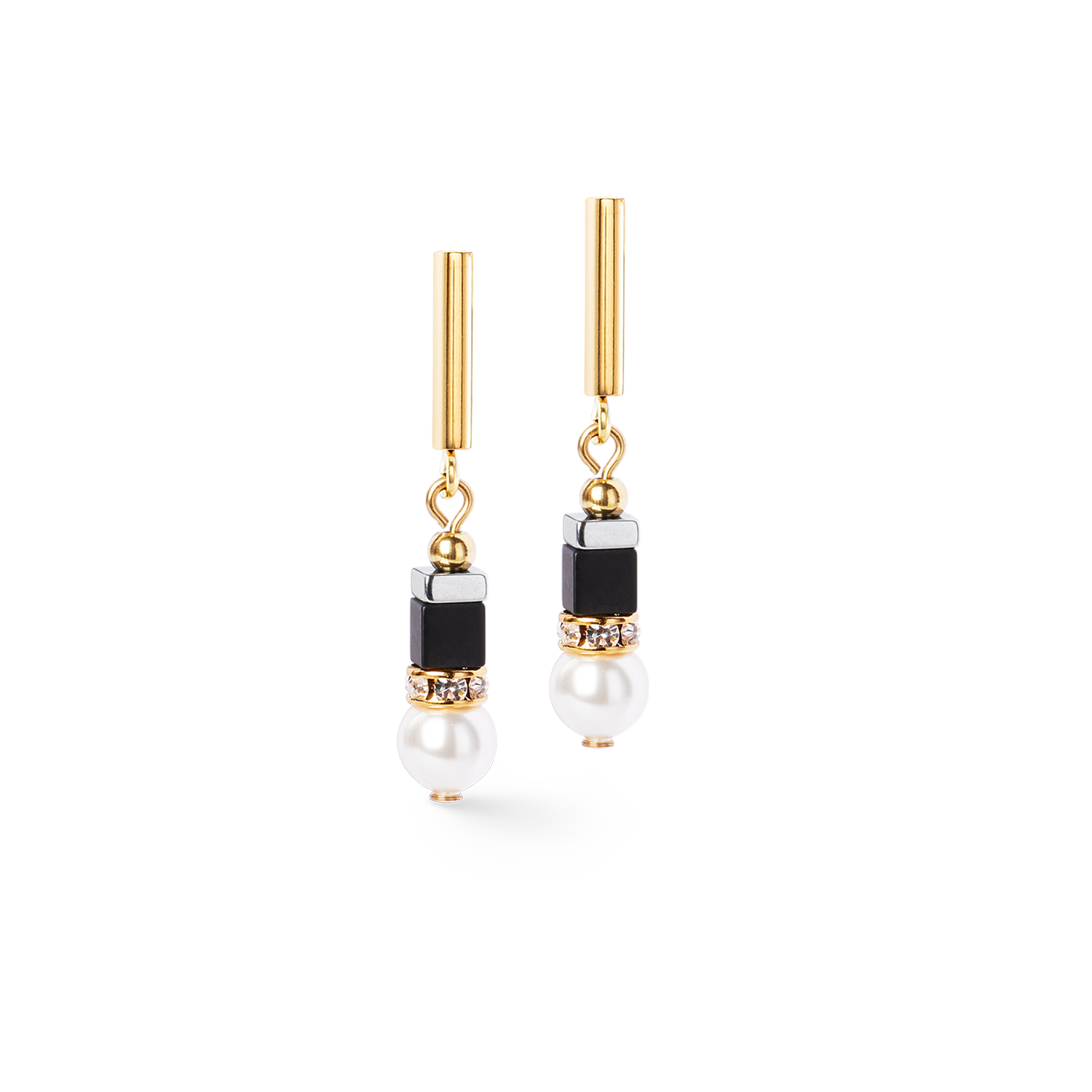 Precious Fusion Offset Ohrringe black-pearl von COEUR DE LION – Detailaufnahme