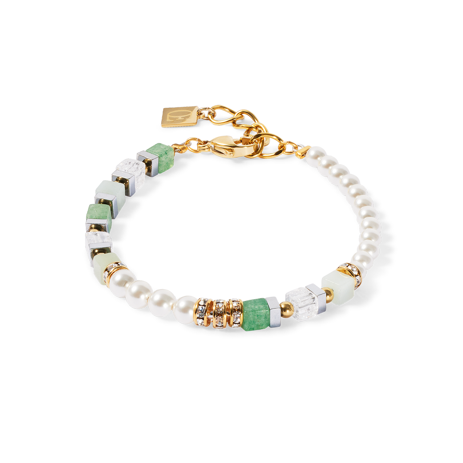 Precious Fusion Offset Armband gold-grün von COEUR DE LION