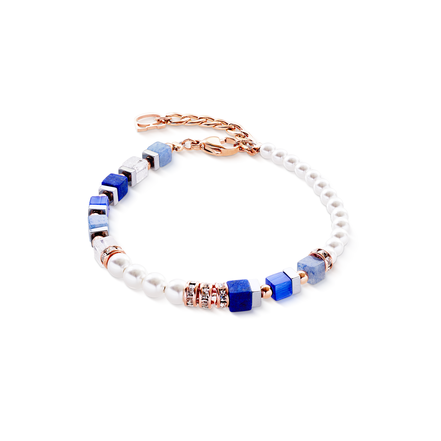 Precious Fusion Offset Armband roségold-blau von COEUR DE LION