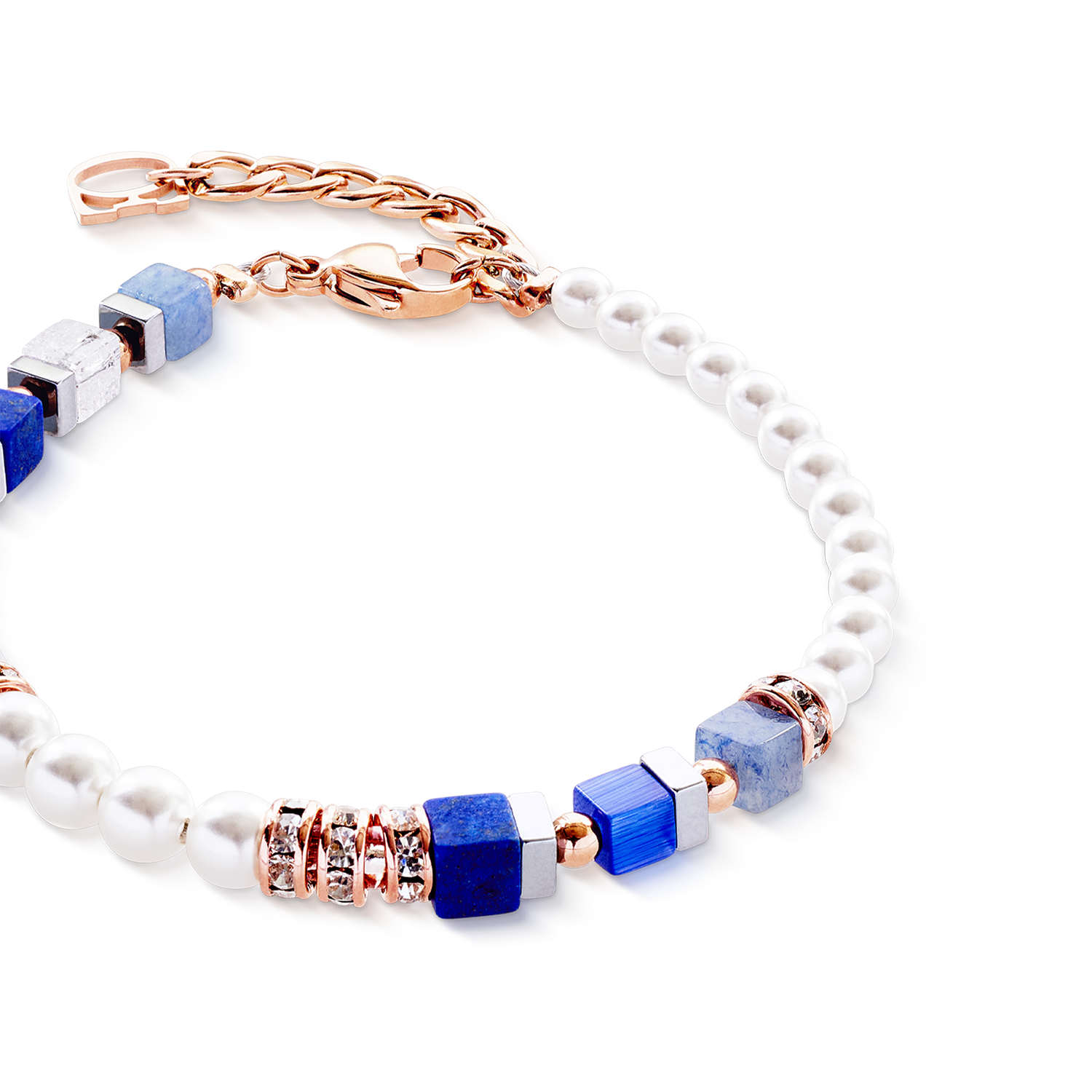 Precious Fusion Offset Armband roségold-blau von COEUR DE LION – Detailaufnahme