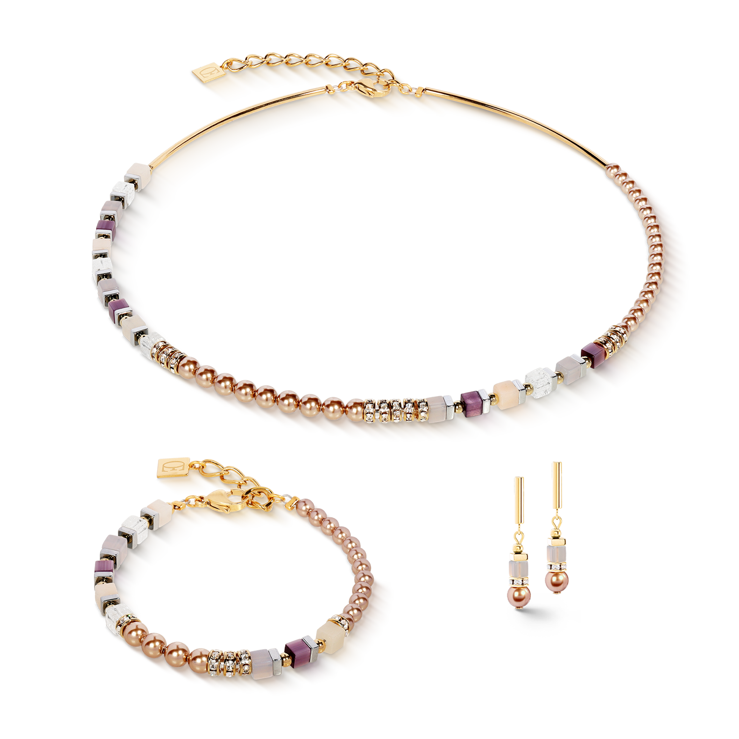 Precious Fusion Offset Armband champagne-blush von COEUR DE LION – im Set mit passenden Schmuckstücken