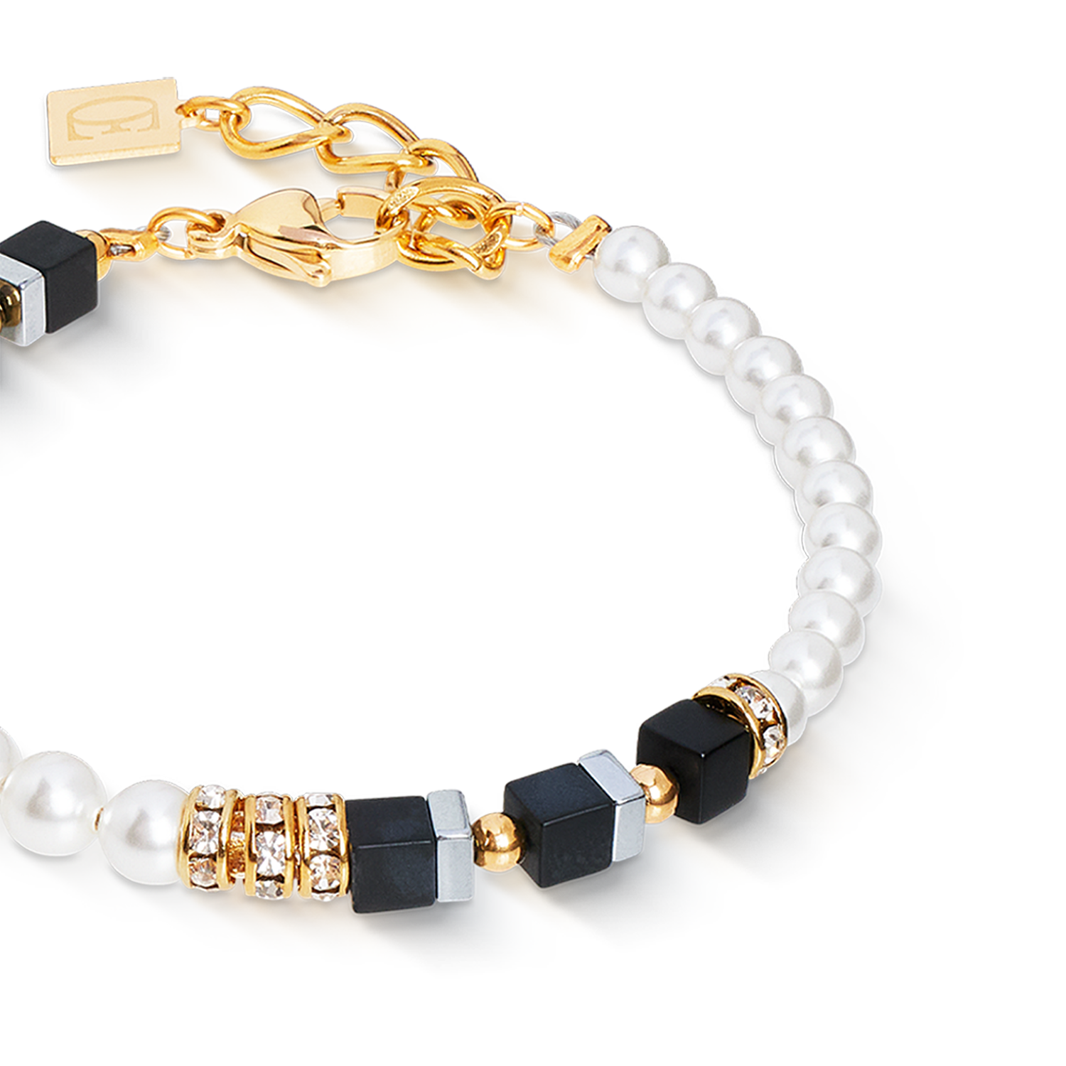 Precious Fusion Offset Armband black-pearl von COEUR DE LION – Detailaufnahme