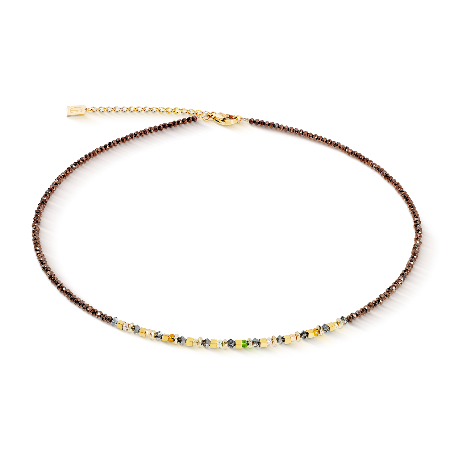 Halskette golden Whisper braun-oliv