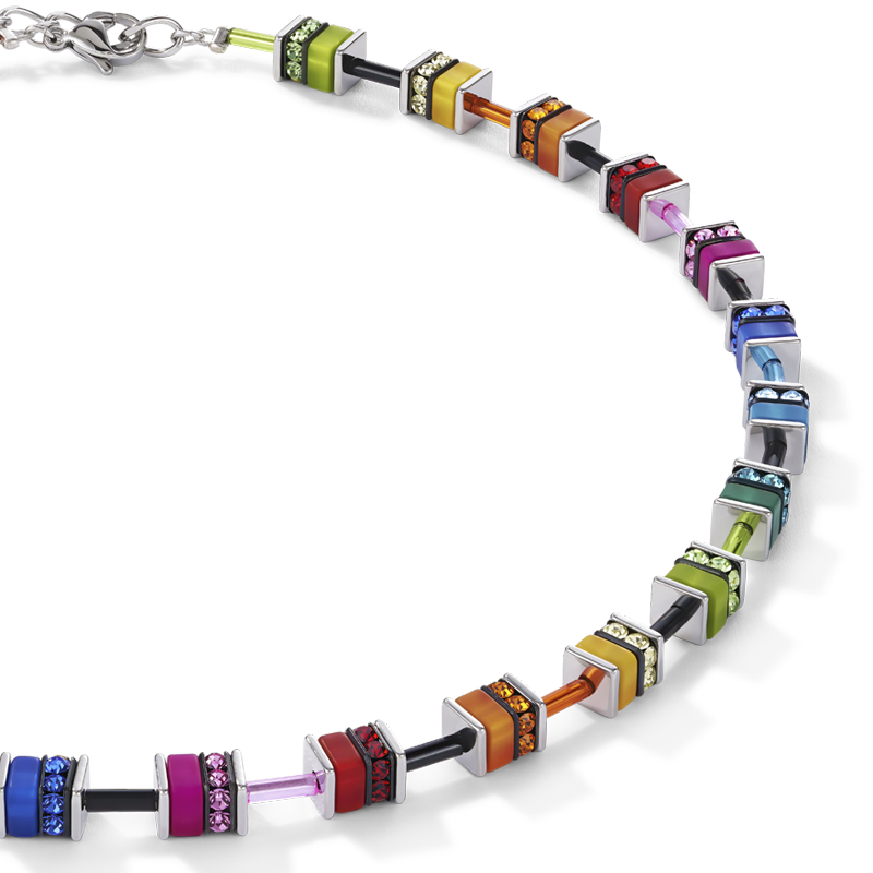GeoCUBE® Halskette classic Polaris & Strass multicolor von COEUR DE LION – Detailaufnahme