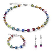 GeoCUBE® Halskette classic Polaris & Strass multicolor von COEUR DE LION – im Set mit passenden Schmuckstücken