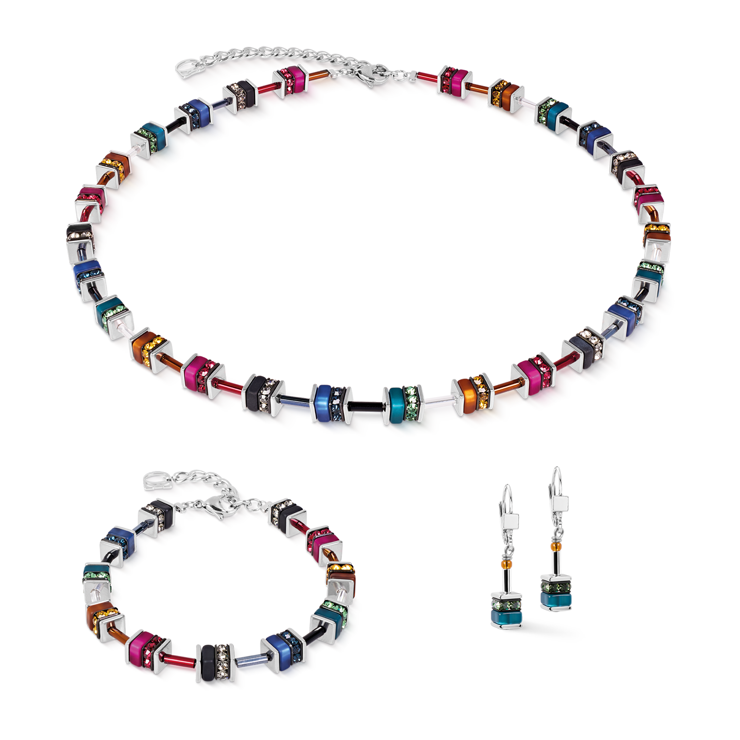 GeoCUBE® Halskette classic Polaris & Strass multicolor Winter
