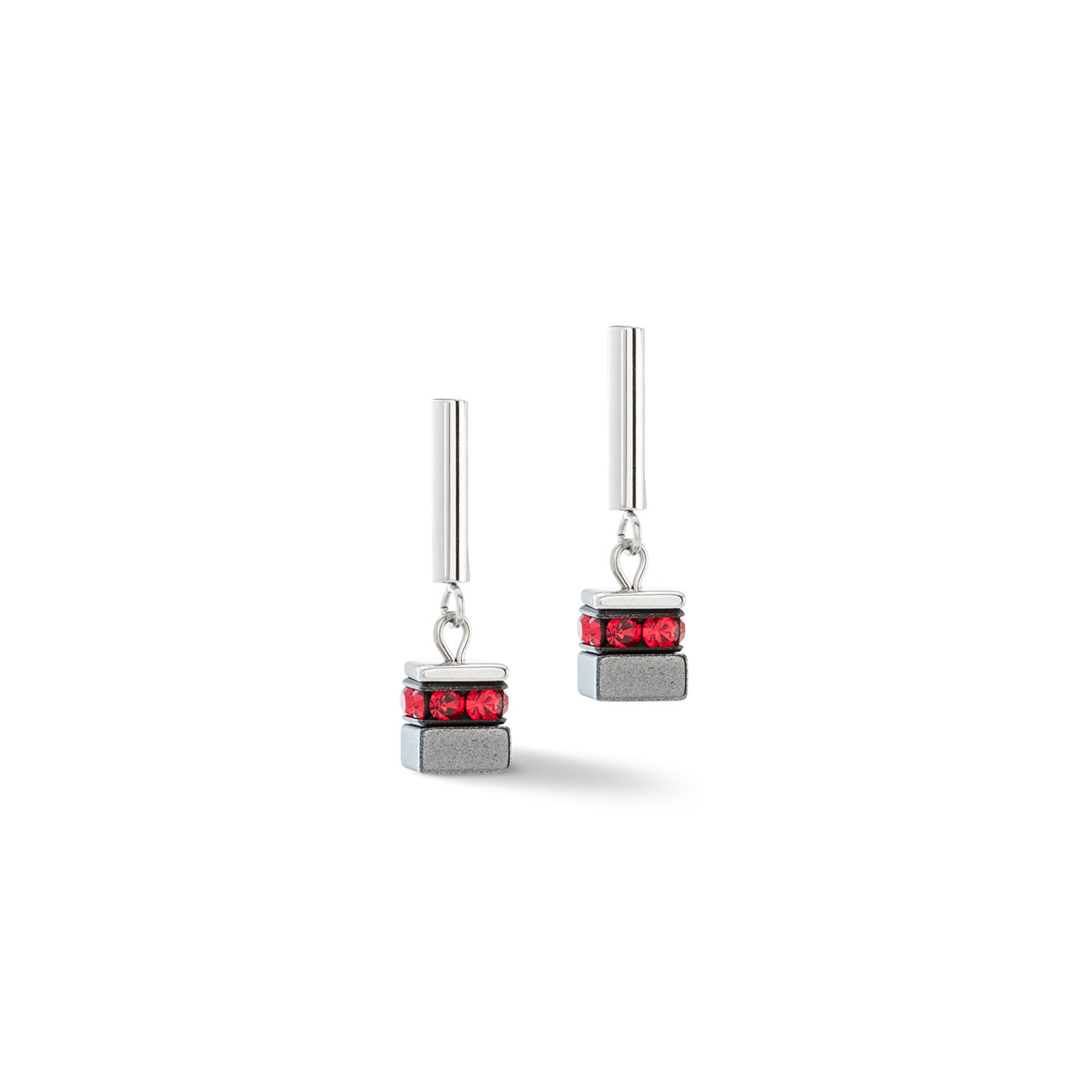 Sparkling Classic Chain Ohrringe silber-rot