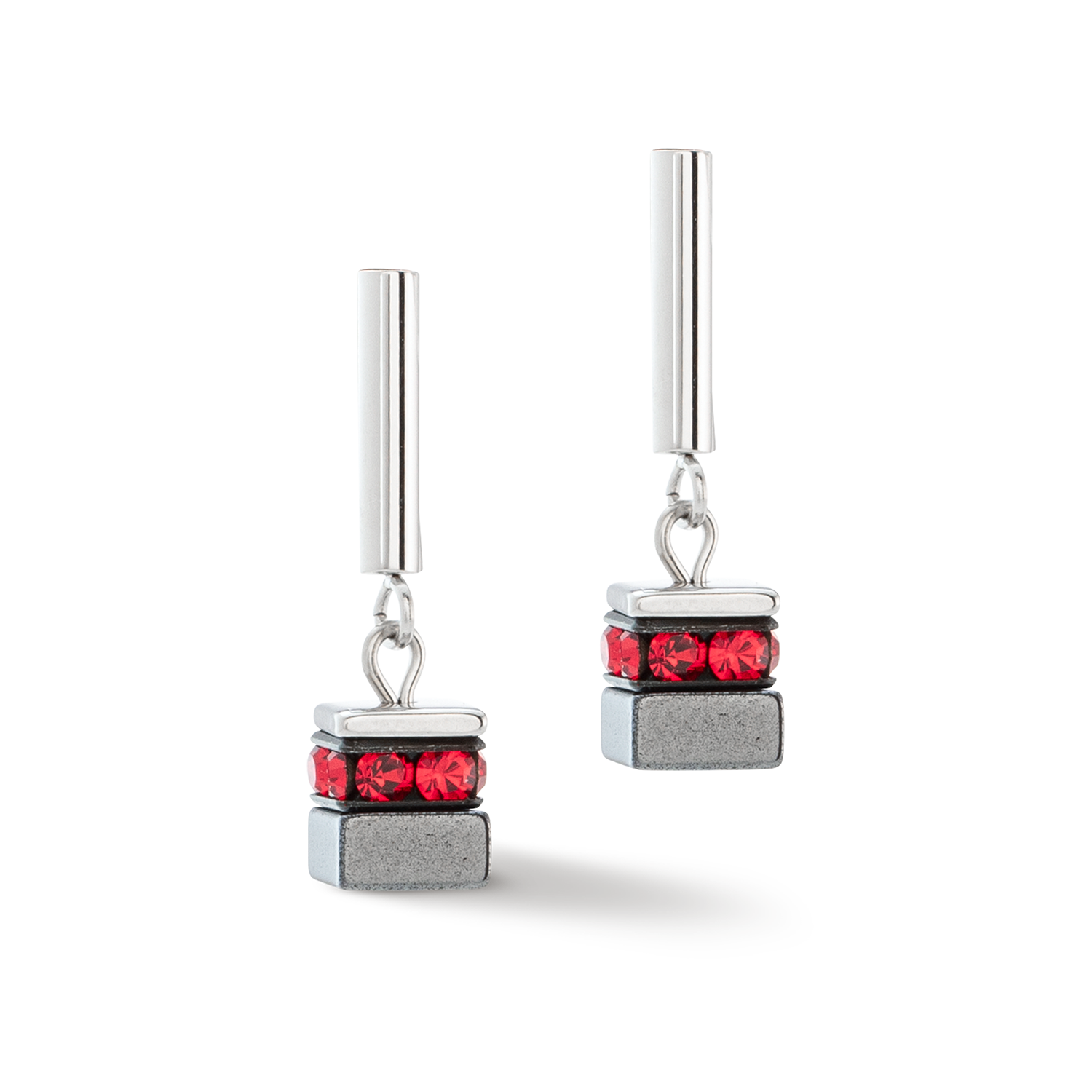 Sparkling Classic Chain Ohrringe silber-rot