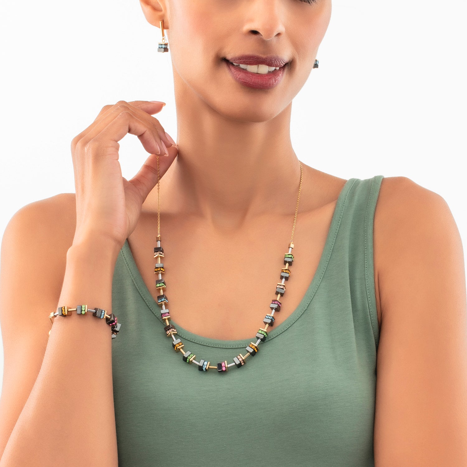 Sparkling Classic Chain Ohrringe gold-multicolor