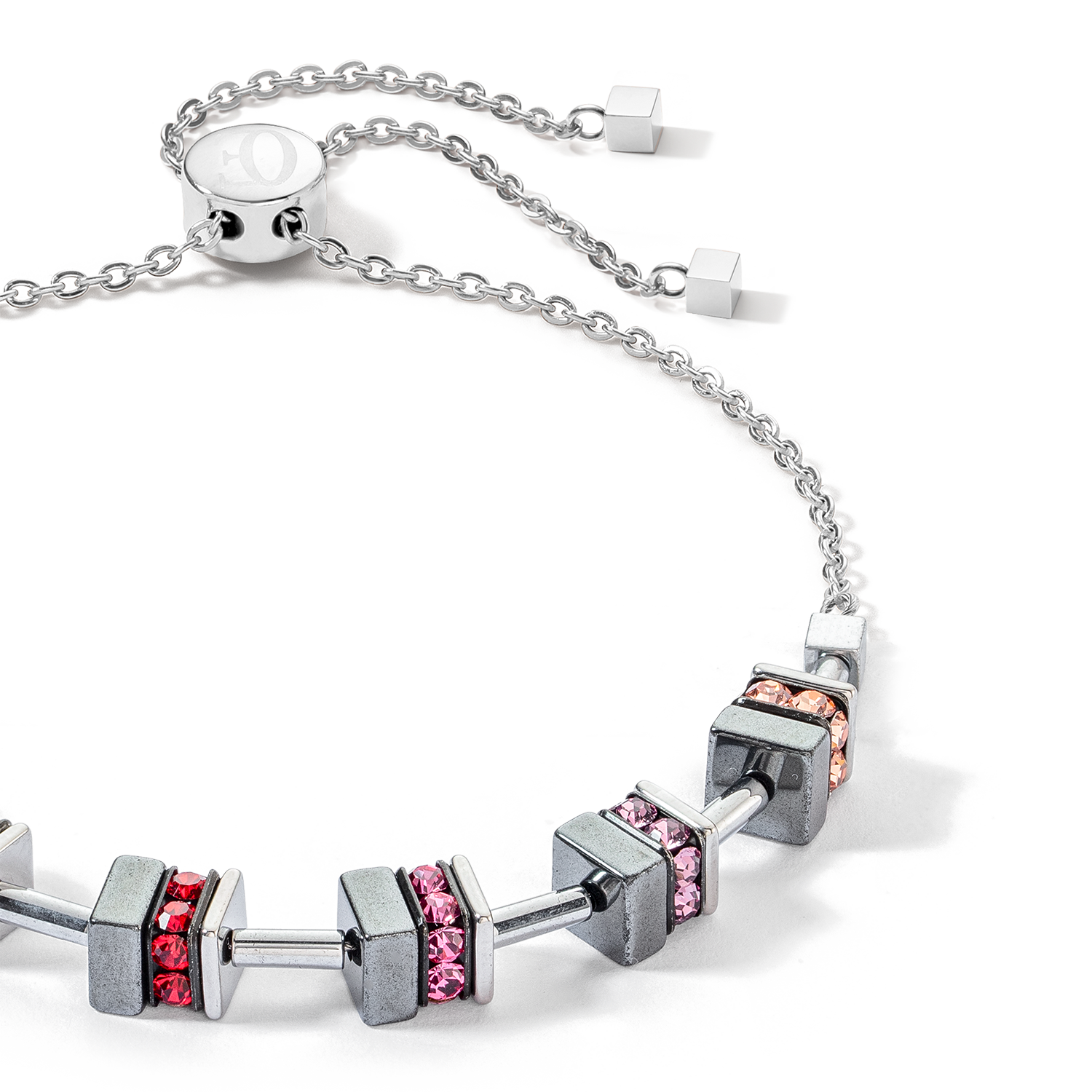 Sparkling Classic Chain Armband silber-rot