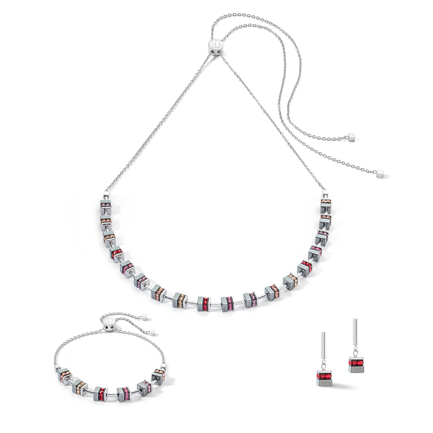 Sparkling Classic Chain Armband silber-rot