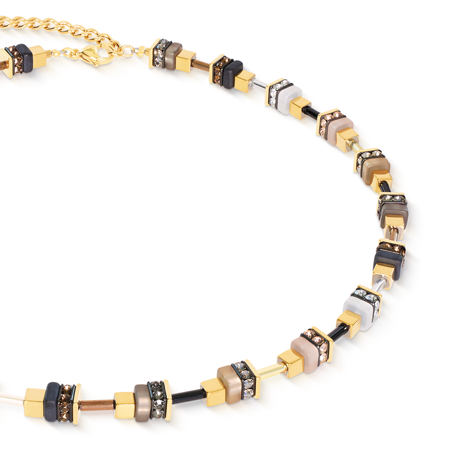 Halskette Urban Nature Cube beige-gold