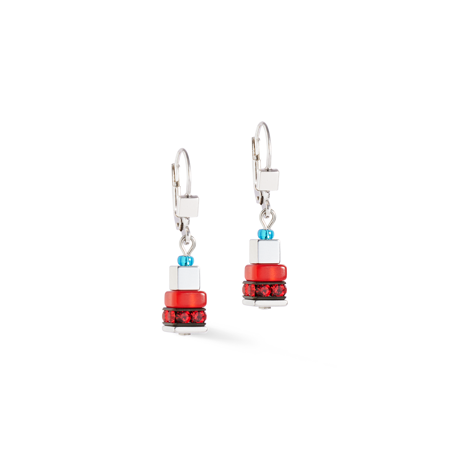 Ohrringe Modern Future Cube blau-rot