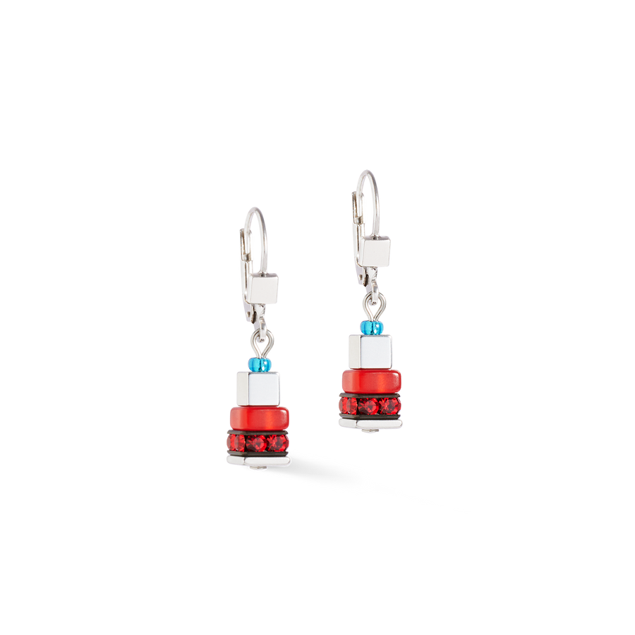Ohrringe Modern Future Cube blau-rot