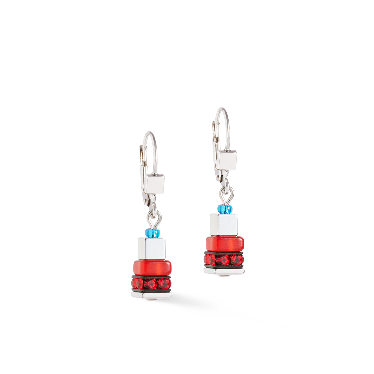Ohrringe Modern Future Cube blau-rot