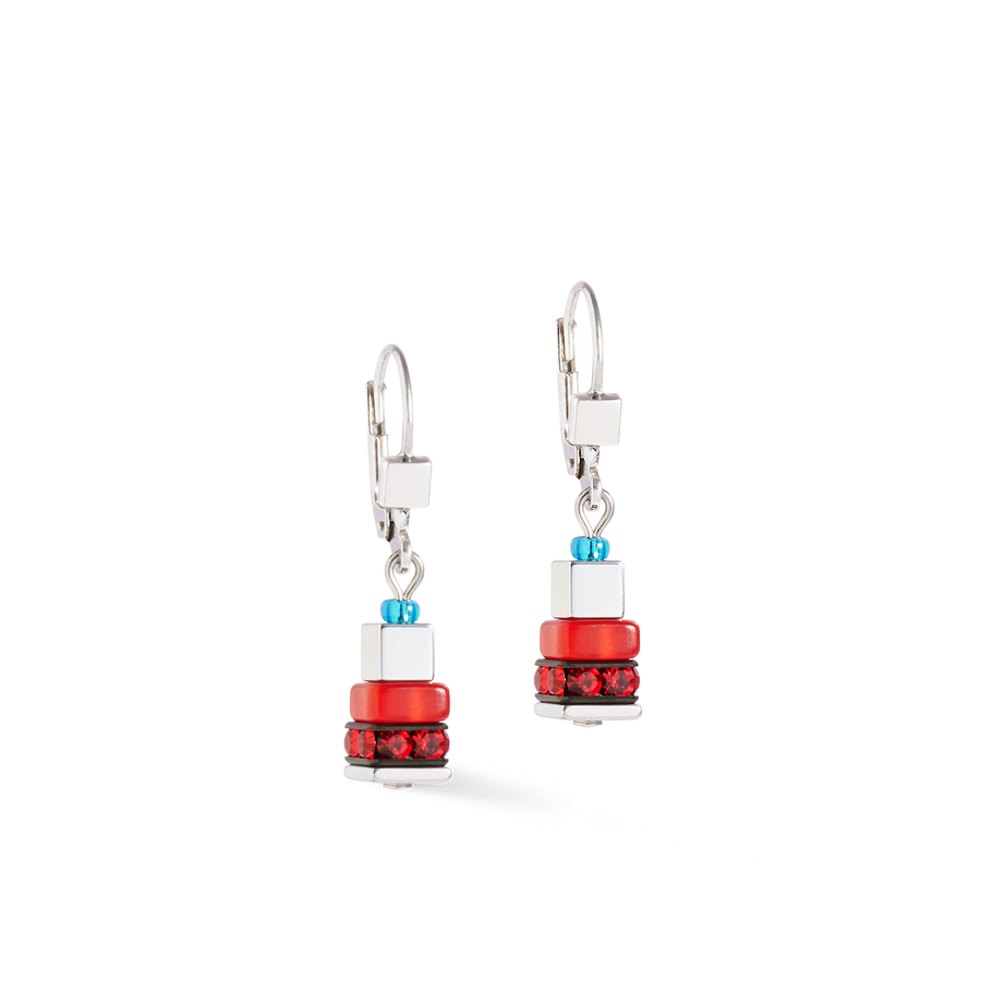Ohrringe Modern Future Cube blau-rot