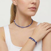 Joyful Colours Flex Armband silber-blau von COEUR DE LION – am Modell getragen