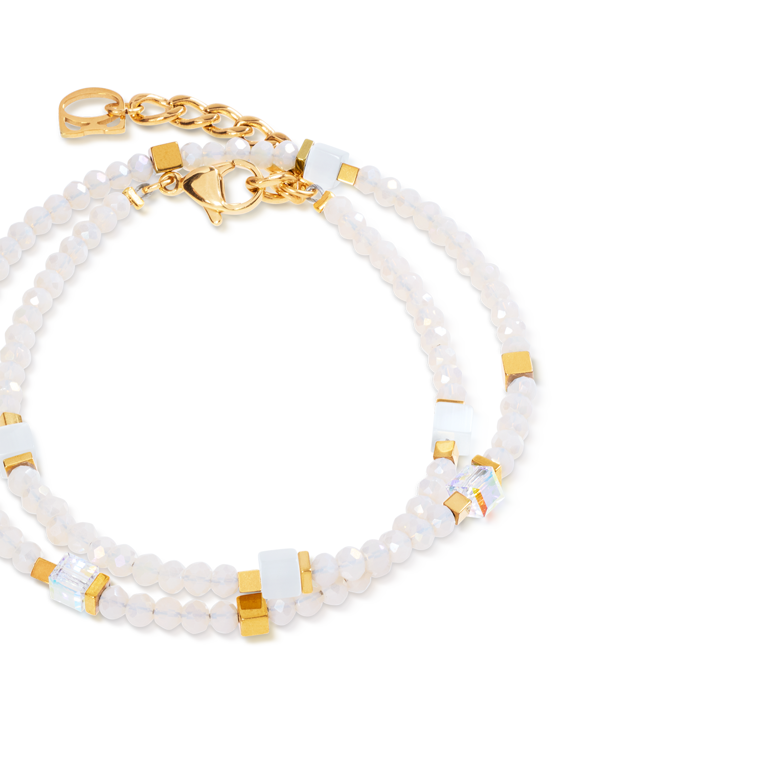Joyful Colours Flex Armband gold-weiß von COEUR DE LION – Detailaufnahme