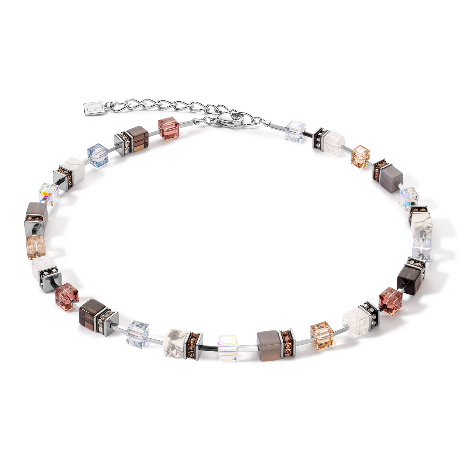 GeoCUBE® Iconic Statement Precious Halskette cognac-beige