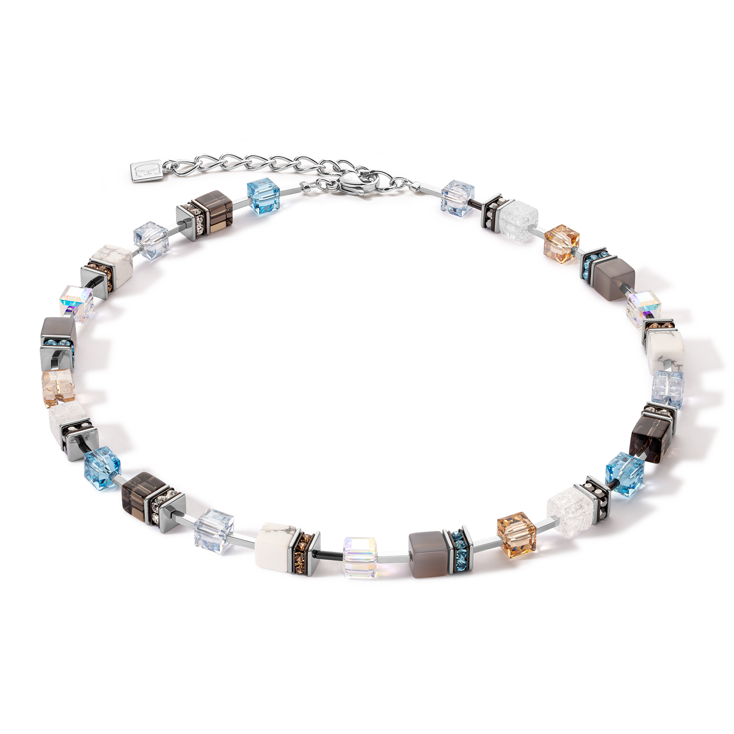 GeoCUBE® Iconic Statement Precious Halskette aqua-beige