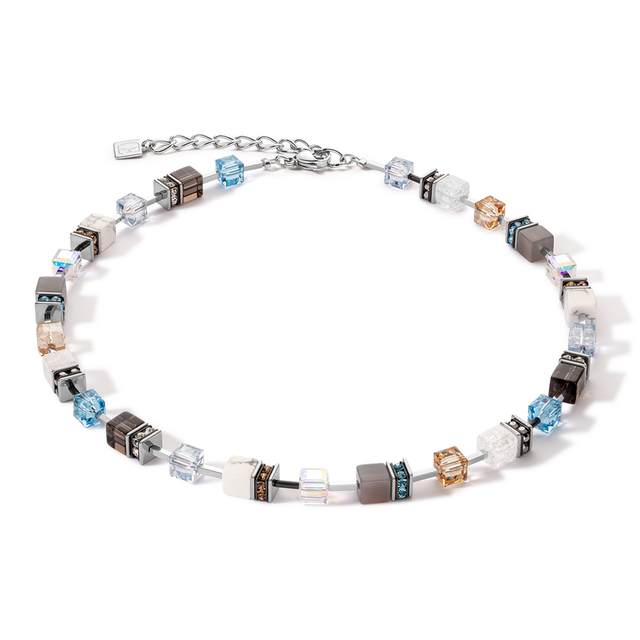 GeoCUBE® Iconic Statement Precious Halskette aqua-beige
