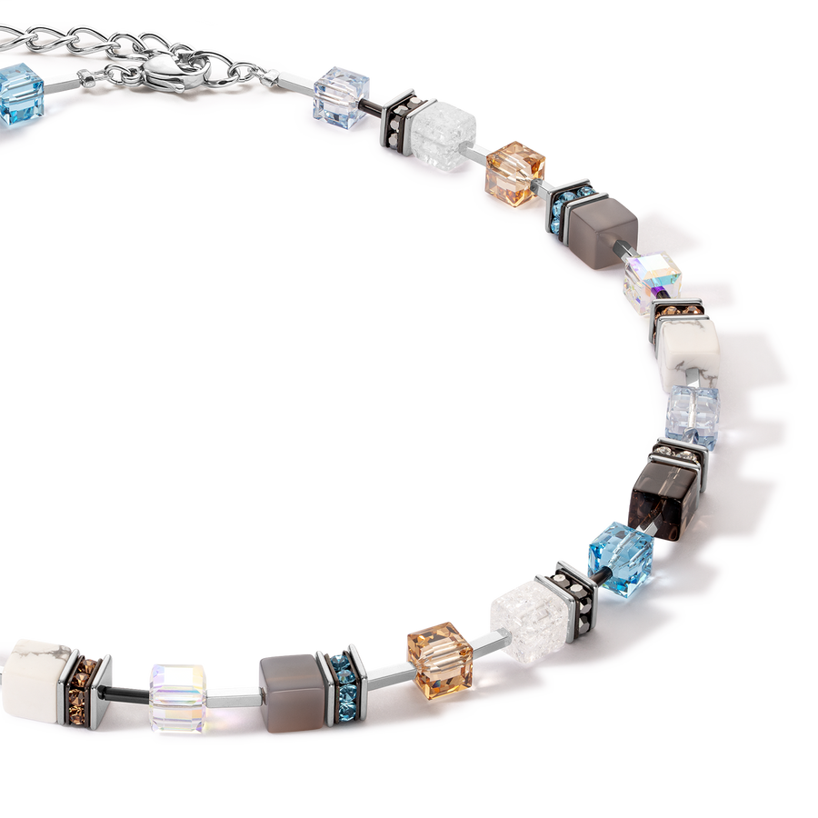 GeoCUBE® Iconic Statement Precious Halskette aqua-beige