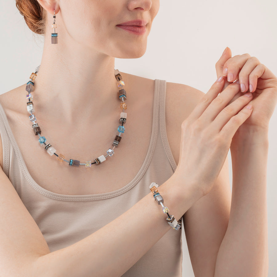GeoCUBE® Iconic Statement Precious Halskette aqua-beige