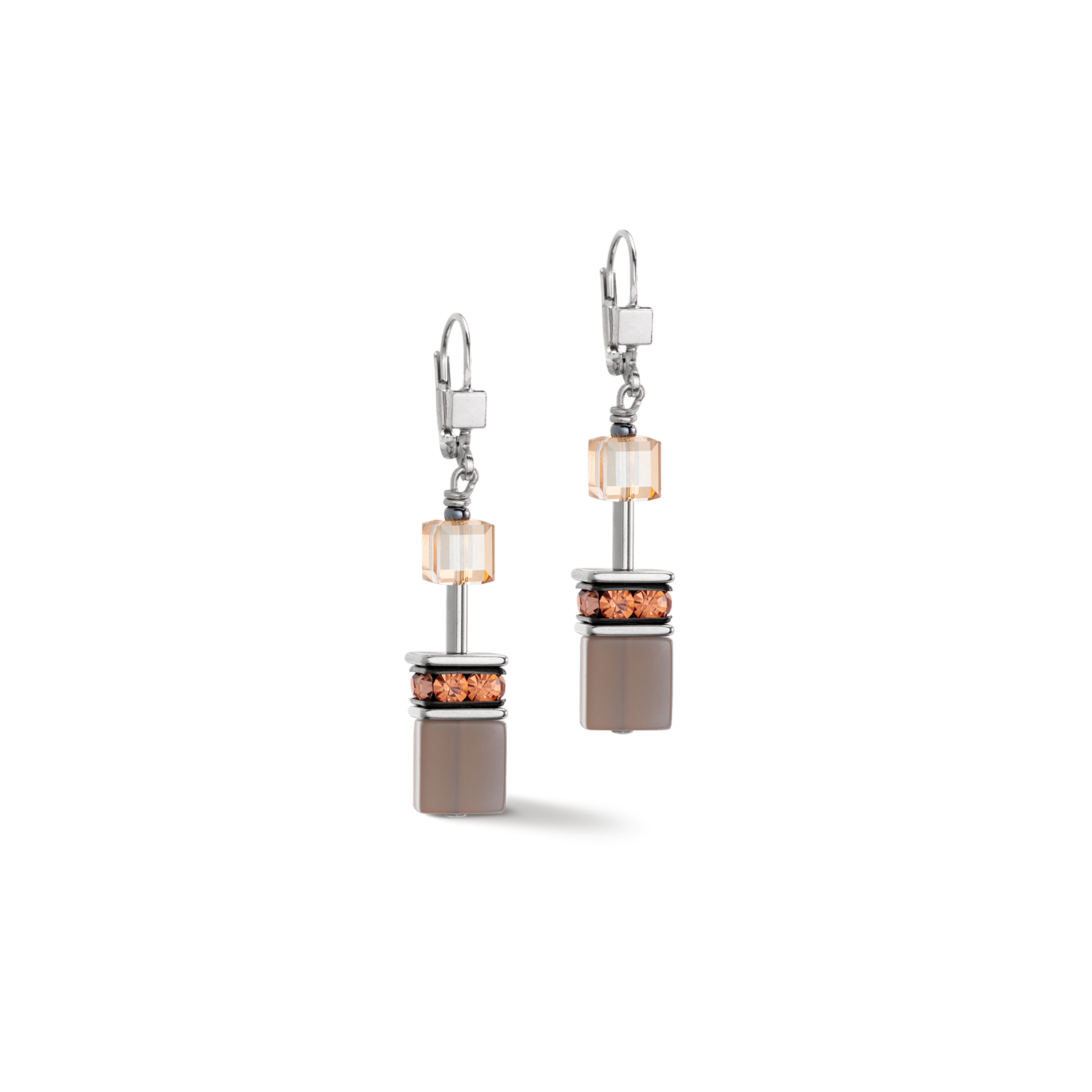 GeoCUBE® Iconic Statement Precious Ohrringe cognac-beige