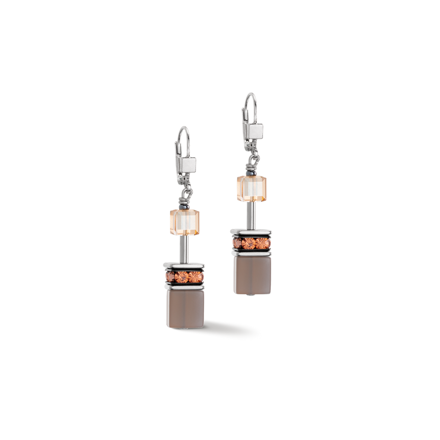 GeoCUBE® Iconic Statement Precious Ohrringe cognac-beige
