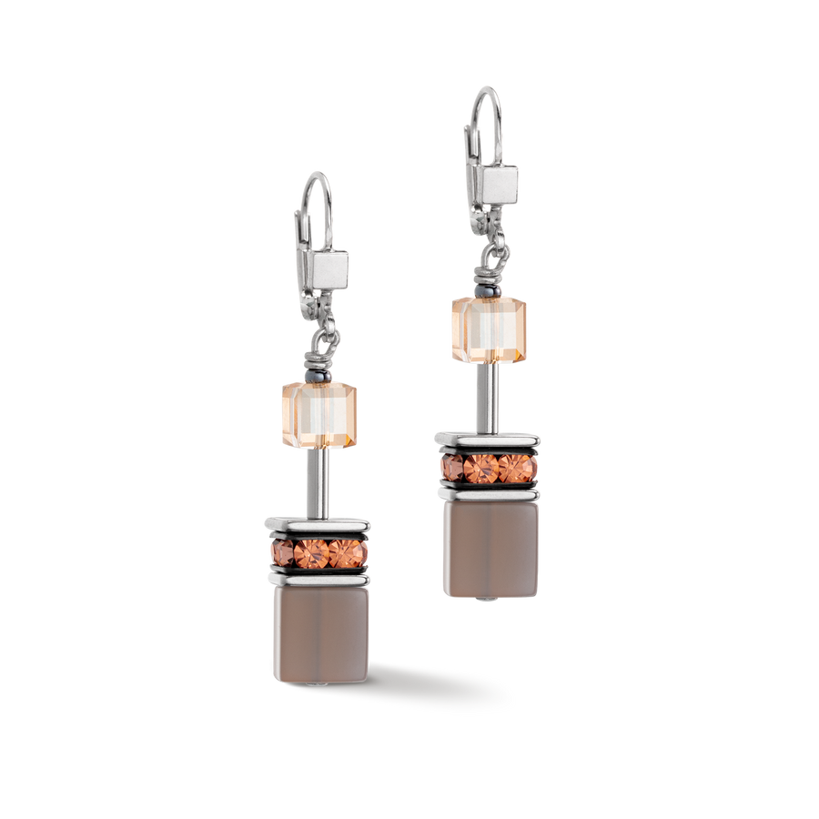 GeoCUBE® Iconic Statement Precious Ohrringe cognac-beige