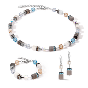 GeoCUBE® Iconic Statement Precious Armband aqua-beige von COEUR DE LION – im Set mit passenden Schmuckstücken