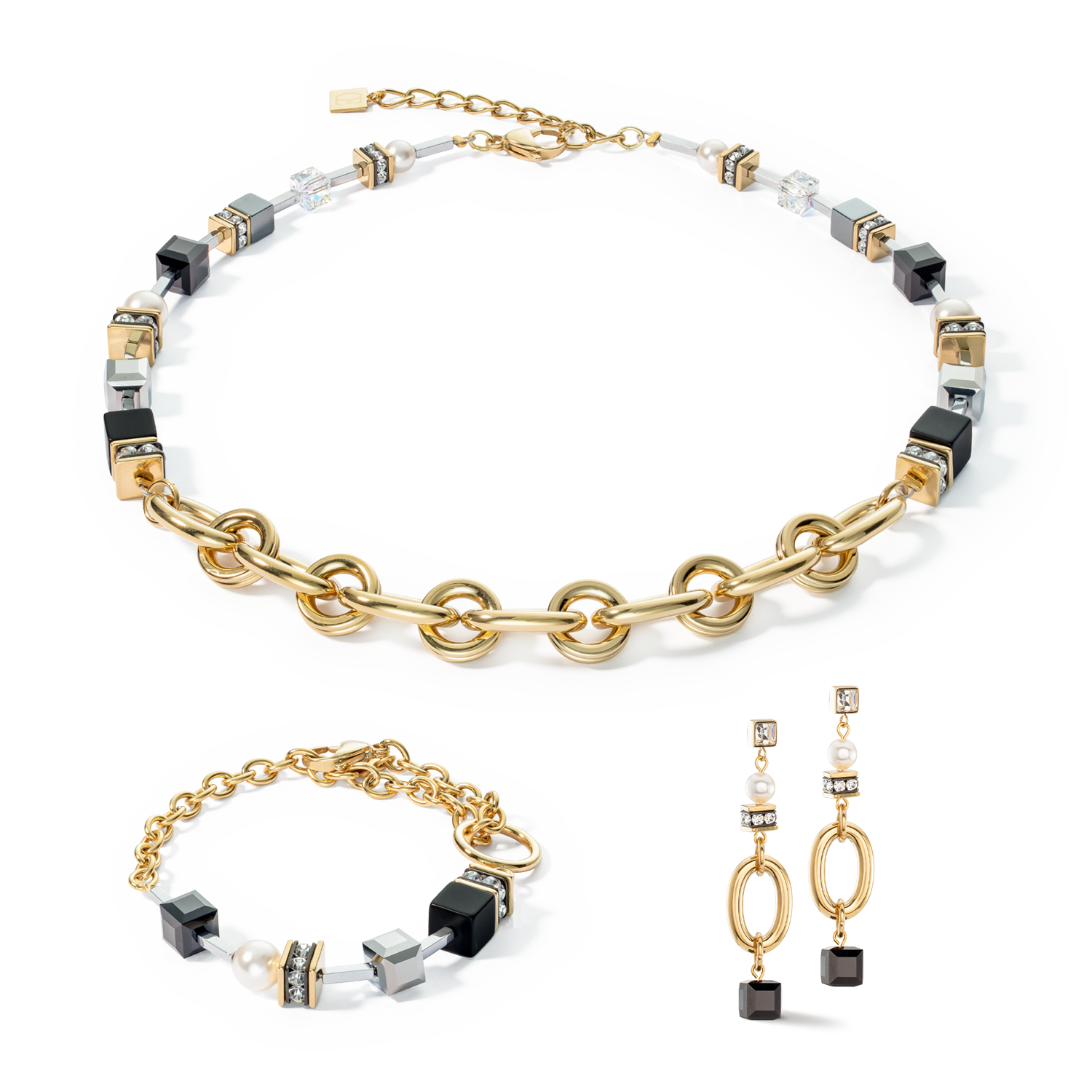 Armband Mysterious Mix gold-schwarz von COEUR DE LION – im Set mit passenden Schmuckstücken