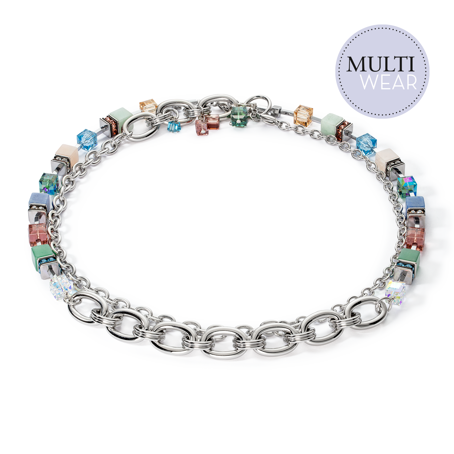 Halskette GeoCUBE® Statement Precious Chunky Chain Multiwear 35 multicolor von COEUR DE LION